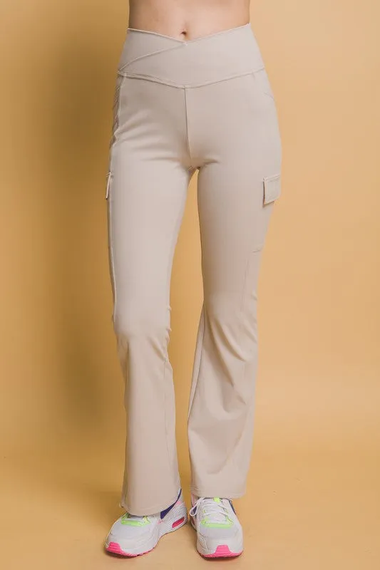 Stone Flared Cargo Leggings