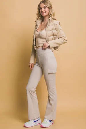 Stone Flared Cargo Leggings