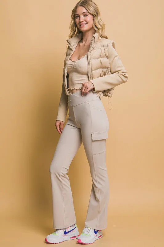 Stone Flared Cargo Leggings