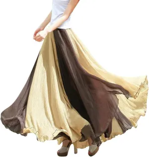 Womens Lyrical Dance Skirt Gradient Color Chiffon Long Swing Sheer Wrap Skirts for Modern Ballet Performance