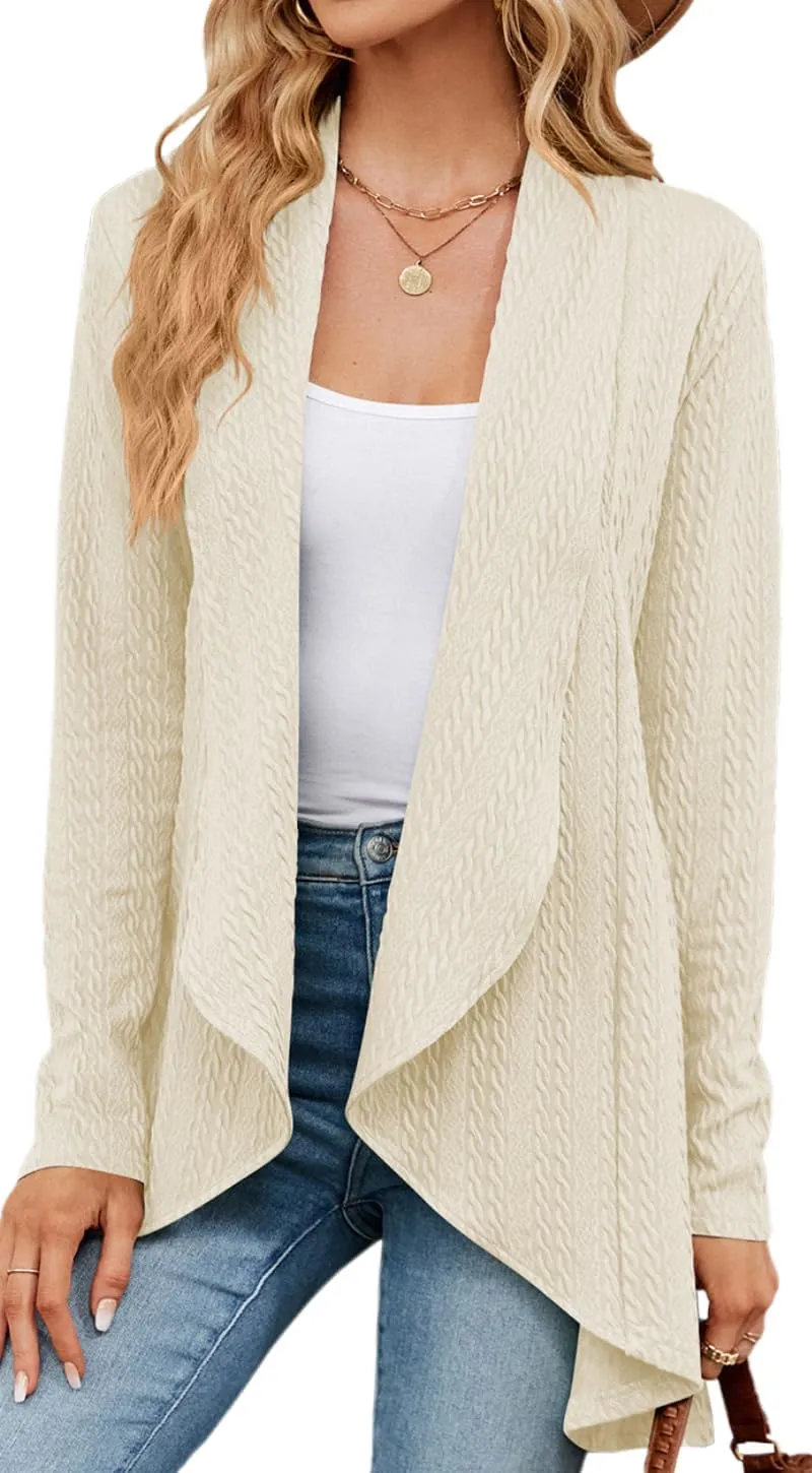 Women's Open Front Casual Long Sleeve Loose Chunky Knit Cardigan Sweater Knit Classic Sweaters Cardigan