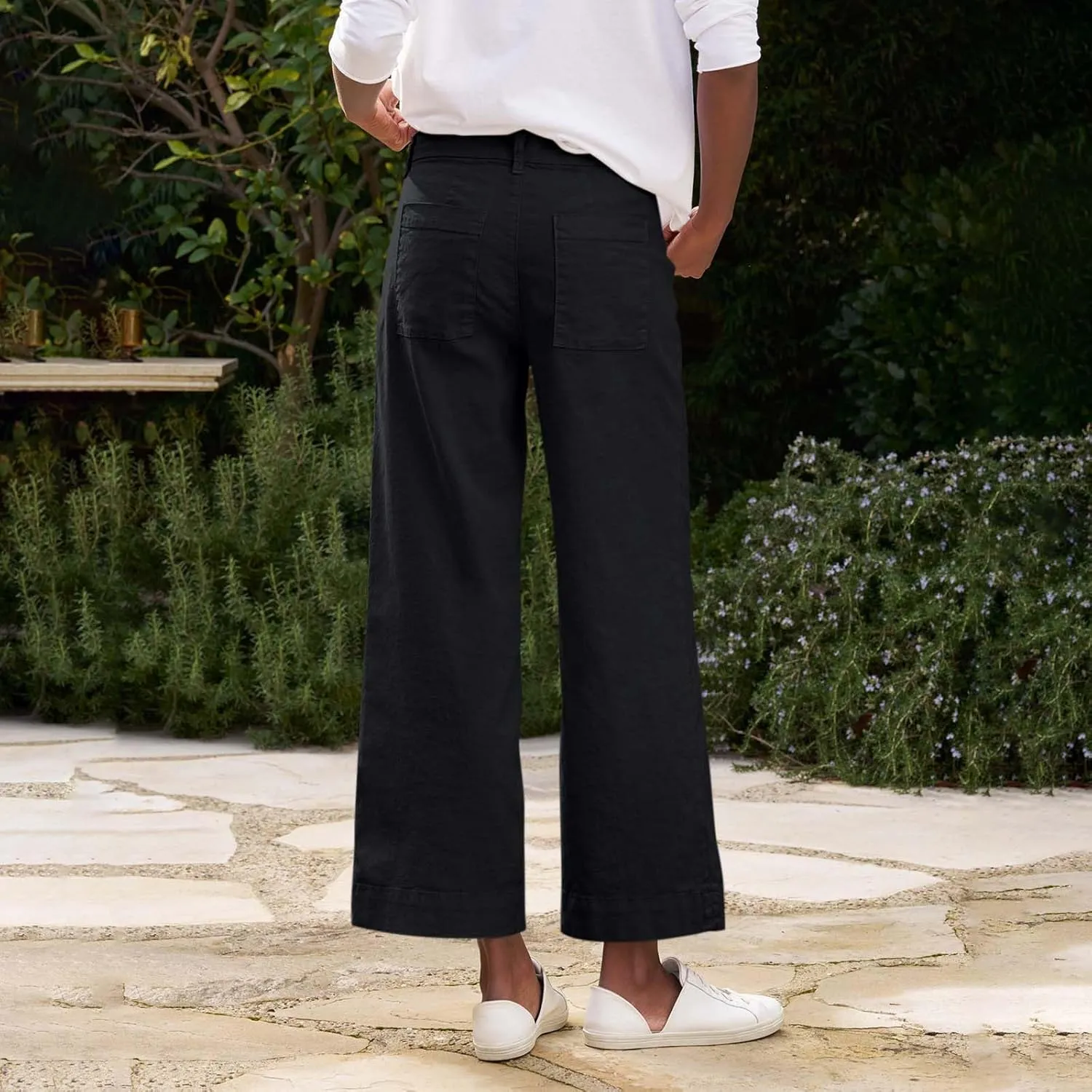 Womens Pants, Casual Pants Linen Loose Peasant Straight Leg Striped Side 2025